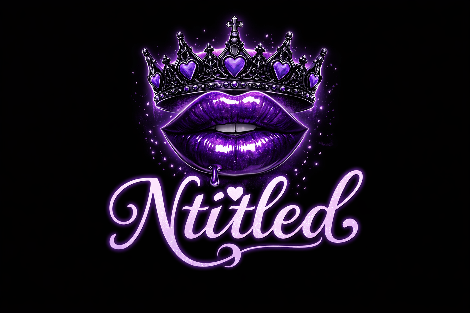 N Titled crowned purple lips logo